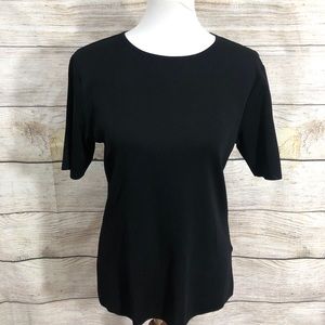 EXCLUSIVELY MISOOK BLACK SHORT SLEEVE SHELL TOP